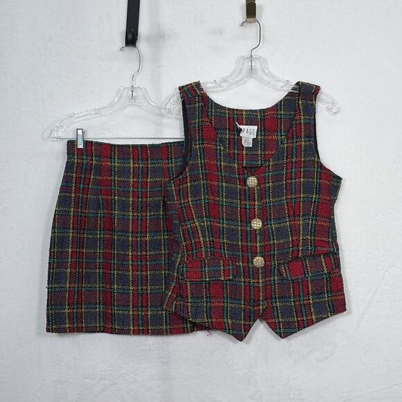 Rampage Plaid Tweed Vest & Skirt Size Medium Vintage Preppy Benefits Charity - Picture 2 of 16